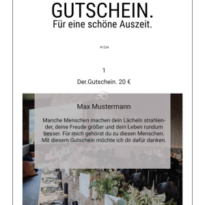 Gutschein im eleganten Design mit persönlicher Botschaft für besondere Anlässe.