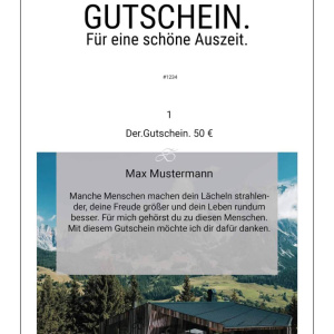 Gutschein über 50 € für Erlebnisse in Dienten, zur Freude und besonderen Anlässen.